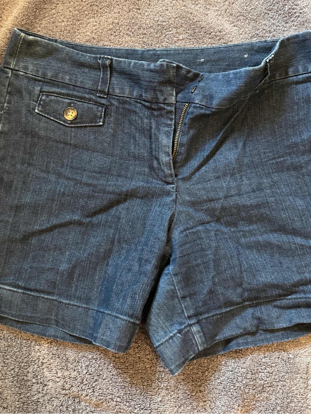Ann Taylor Navy Denim-Style Mid-Rise Shorts